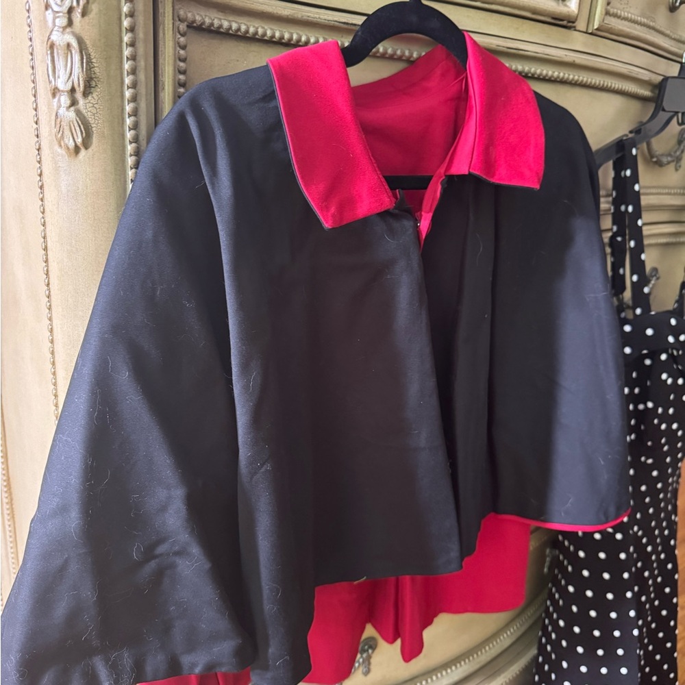Pinup Couture Black and Red Cape Jacket